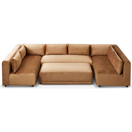 Aleny Modular Corner Sectional Sofa in Cognac Velvet