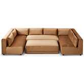 Aleny Modular Corner Sectional Sofa in Cognac Velvet