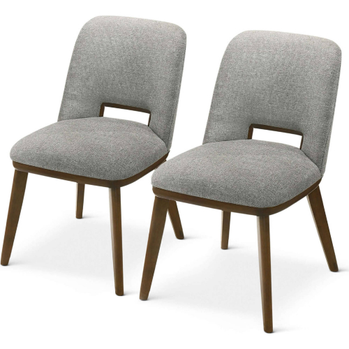 Blake Dining Chair in Light Grey Fabric & Wood (Set of 2)