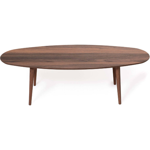 Carsen Oval Coffee Table in Walnut Finish Wood