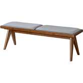 Keira Bench in Grey Fabric & Wood