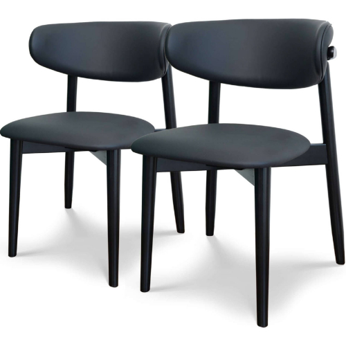 Korbin Dining Chair in Black Vegan Leather & Wood (Set of 2)