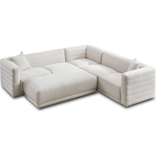 Solo Modular Corner Sectional Sofa in Channel Tufted Cream Velvet