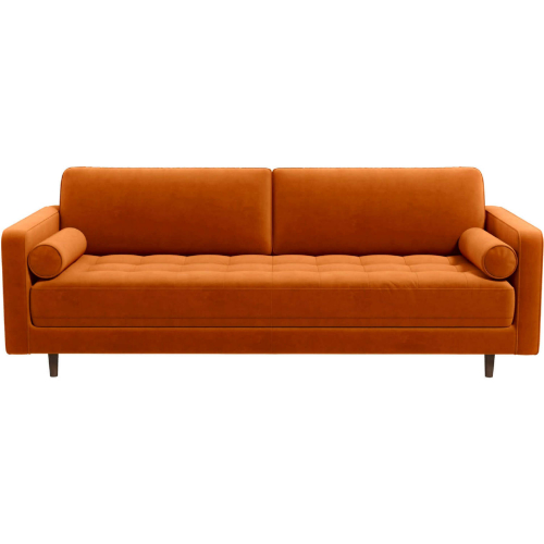 Anthony Sofa in Tufted Burnt Orange Velvet & Wood