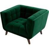 Addison Accent Lounge Chair in Tufted Dark Green Velvet & Wood