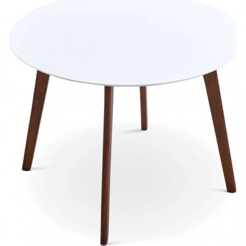 Carlton 39" Round Dining Table in White & Walnut Finish Wood