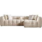 Alana Sectional Sofa with Right Facing Chaise in Tufted Ivory Boucle Fabric