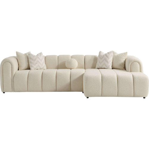 Beatrice Sectional Sofa w/ Right Facing Chaise in Tufted Ivory Boucle Fabric