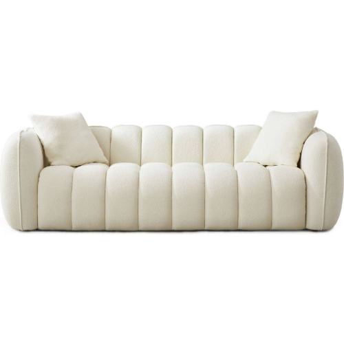 Marissa Sofa in Vertical Channel Tufted Cream Boucle Fabric