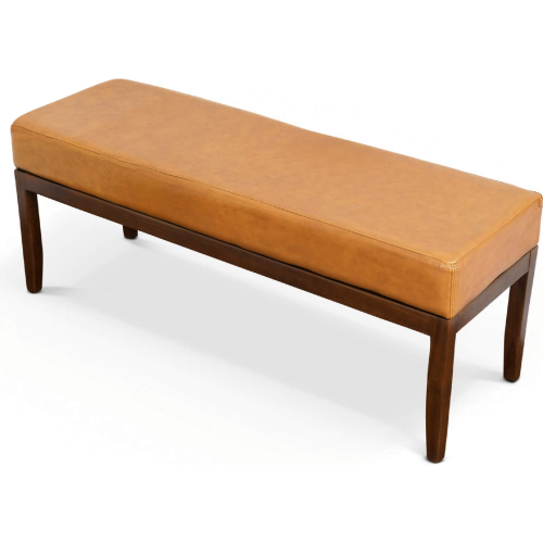 Austin Bench in Antique Tan Leather & Wood