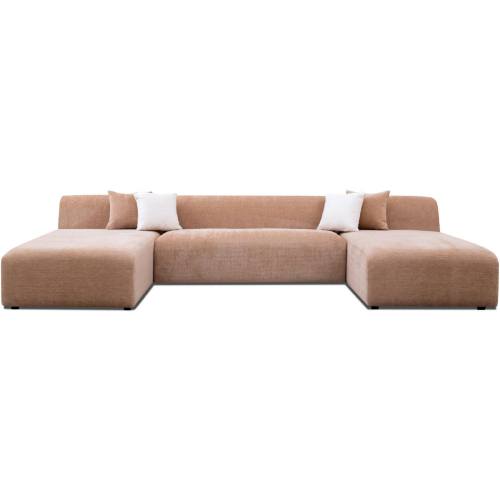 Audrey U Shape Sectional Sofa in Peach Chenille Fabric