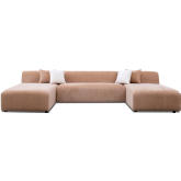 Audrey U Shape Sectional Sofa in Peach Chenille Fabric