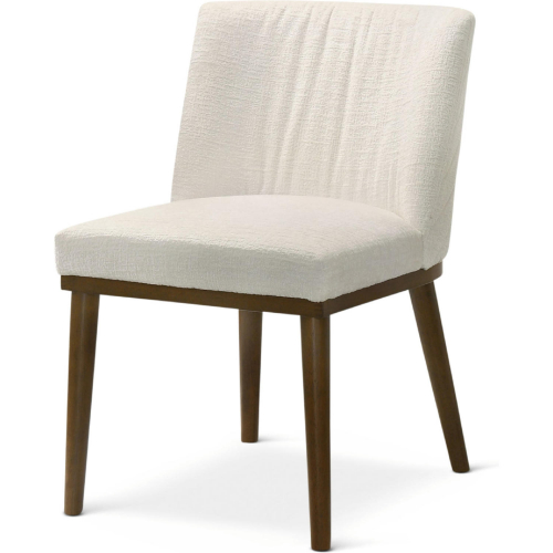 Daley Dining Chair in White Fabric & Wood (Set of 2)