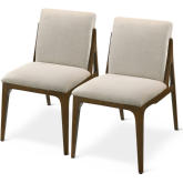 Grivelle Dining Chair in Cream Fabric & Wood (Set of 2)