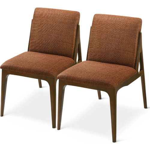 Grivelle Dining Chair in Orange Fabric & Wood (Set of 2)