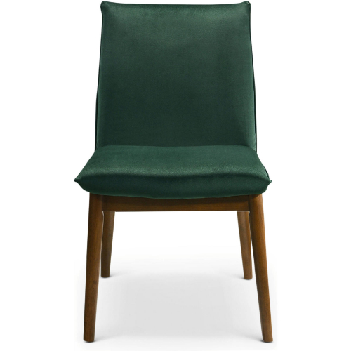 Monza Dining Chair in Dark Green Velvet & Wood (Set of 2)