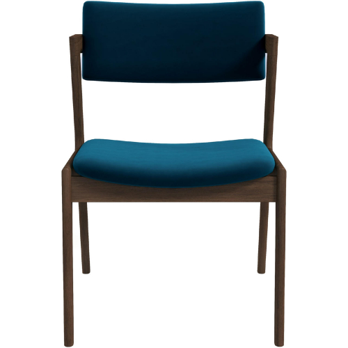 Edwin Dining Chair in Teal Blue Velvet & Wood (Set of 2)