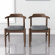 Leon Dining Chair in Wood & Grey Fabric (Set of 2)