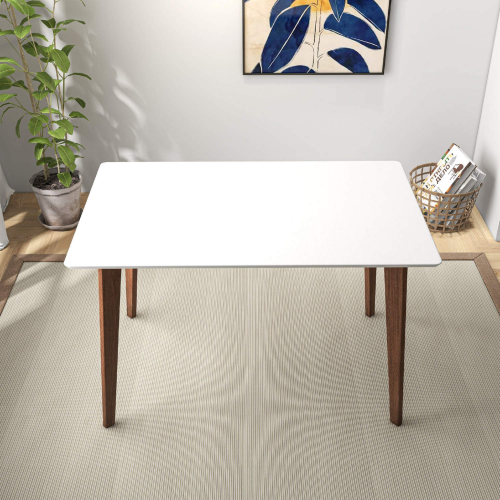 Carlos 47" Dining Table in White & Walnut Finish Wood