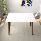 Carlos 47" Dining Table in White & Walnut Finish Wood