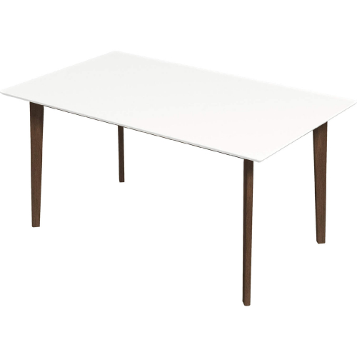 Carlos 59" Dining Table in White & Walnut Finish Wood