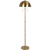 Allure 2 Light Floor Lamp in Gold Brass & Natural Rattan