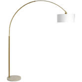 Ambient Arch Floor Lamp in Gold Brass, Marble & White Linen Shade