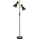 Axis 2 Light Floor Lamp in Brass Gold & Black