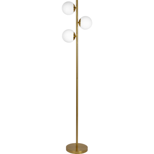 Brilliance Floor Lamp in Brushed Gold Finish Metal & Opal Glass Shades