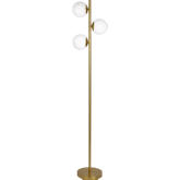 Brilliance Floor Lamp in Brushed Gold Finish Metal & Opal Glass Shades