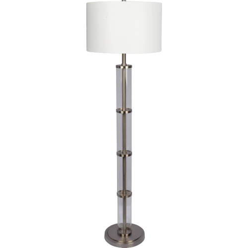 Nimbus Floor Lamp in Clear Glass & Brushed Nickel Metal