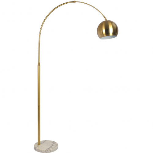 Oasis Adjustable Floor Lamp in Gold Brass & Round White Marble Base