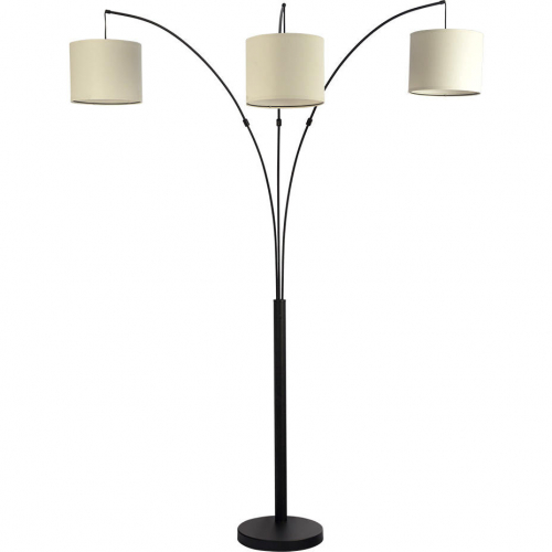 Royal 3 Arm Arc Floor Lamp in Oil Rubbed Bonze Metal & Linen Shade