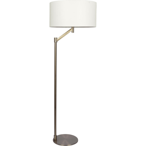 Serene Floor Lamp in Brushed Nickel Metal & White Linen Shade