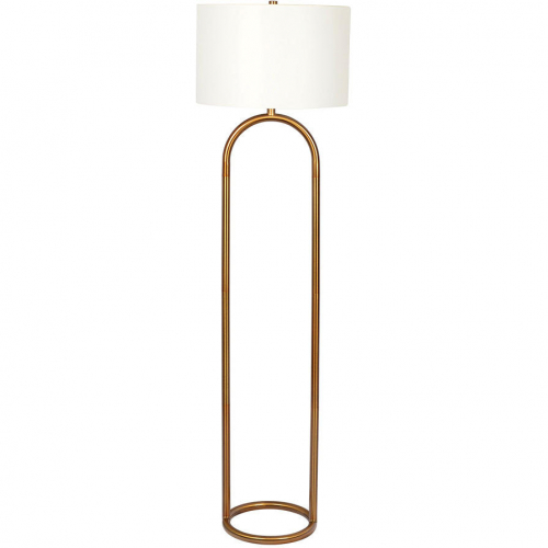 Vivid Floor Lamp in Brass Metal & White Drum Shade