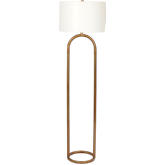 Vivid Floor Lamp in Brass Metal & White Drum Shade