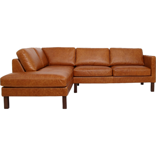 Juno Sectional Sofa w/ Left Facing Chaise in Waxy Cognac Leather