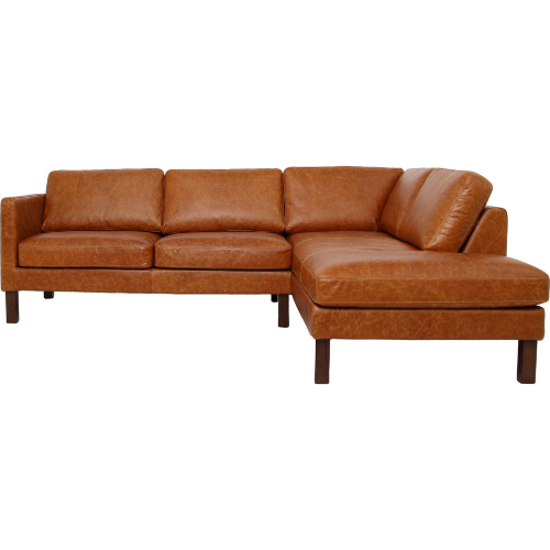 Juno Sectional Sofa w/ Right Facing Chaise in Waxy Cognac Leather