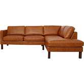 Juno Sectional Sofa w/ Right Facing Chaise in Waxy Cognac Leather