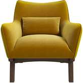 Brayden Accent Lounge Chair in Gold Velvet & Wood