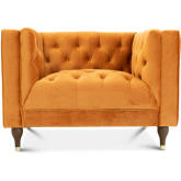 Evelyn Accent Lounge Chair in Tufted Burnt Orange Velvet