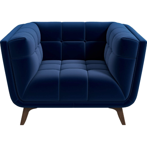 Addison Accent Lounge Chair in Tufted Dark Blue Velvet