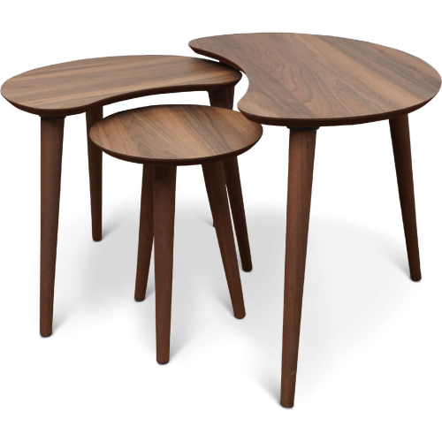 Dainty 3 Piece Nesting Table Set in Walnut Finish