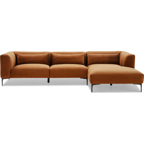 Laley Sectional Sofa w/ Right Facing Chaise in Burnt Orange Velvet