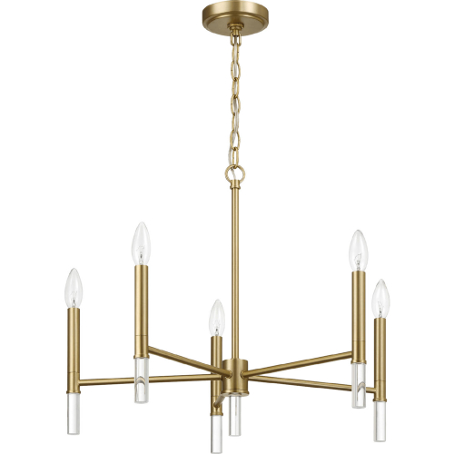 Courtyard 5 Candle Light Chandelier in Golden Brass Metal