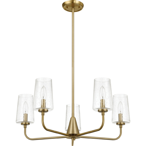 Dazzle 5 Light Chandelier in Satin Brass & Clear Seeded Glass