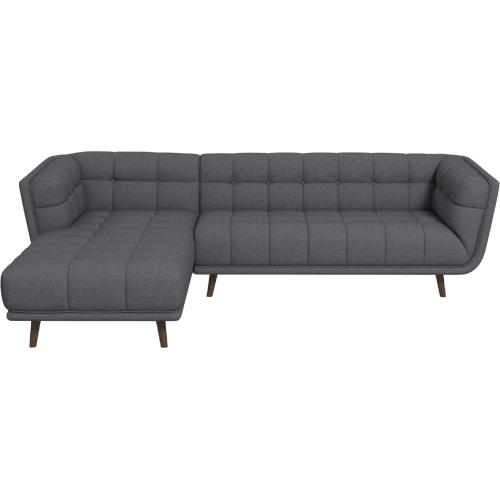 Addison Sectional Sofa w/ Left Facing Chaise in Tufted Ash Grey Linen Fabric