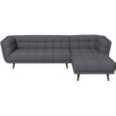 Addison Sectional Sofa w/ Right Facing Chaise in Tufted Ash Grey Linen Fabric