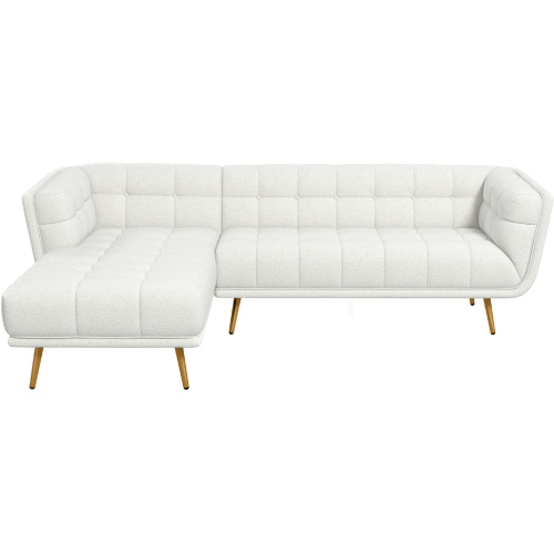 Addison Sectional Sofa w/ Left Facing Chaise in Tufted Cream Boucle Fabric