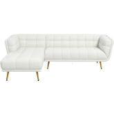 Addison Sectional Sofa w/ Left Facing Chaise in Tufted Cream Boucle Fabric